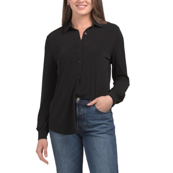 TAHARI ASL Black Long Sleeve Blouse - Picture 1 of 2